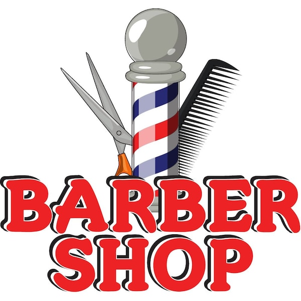 BARBER SHOP Concession Decal sign cart trailer stand sticker equipment, D-DC-24-Barber Shop